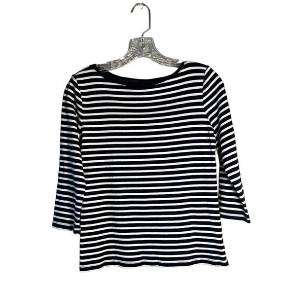 Talbots Tee Tops - Talbots Navy and White Striped Women's Size Small Long Sleeve Tee